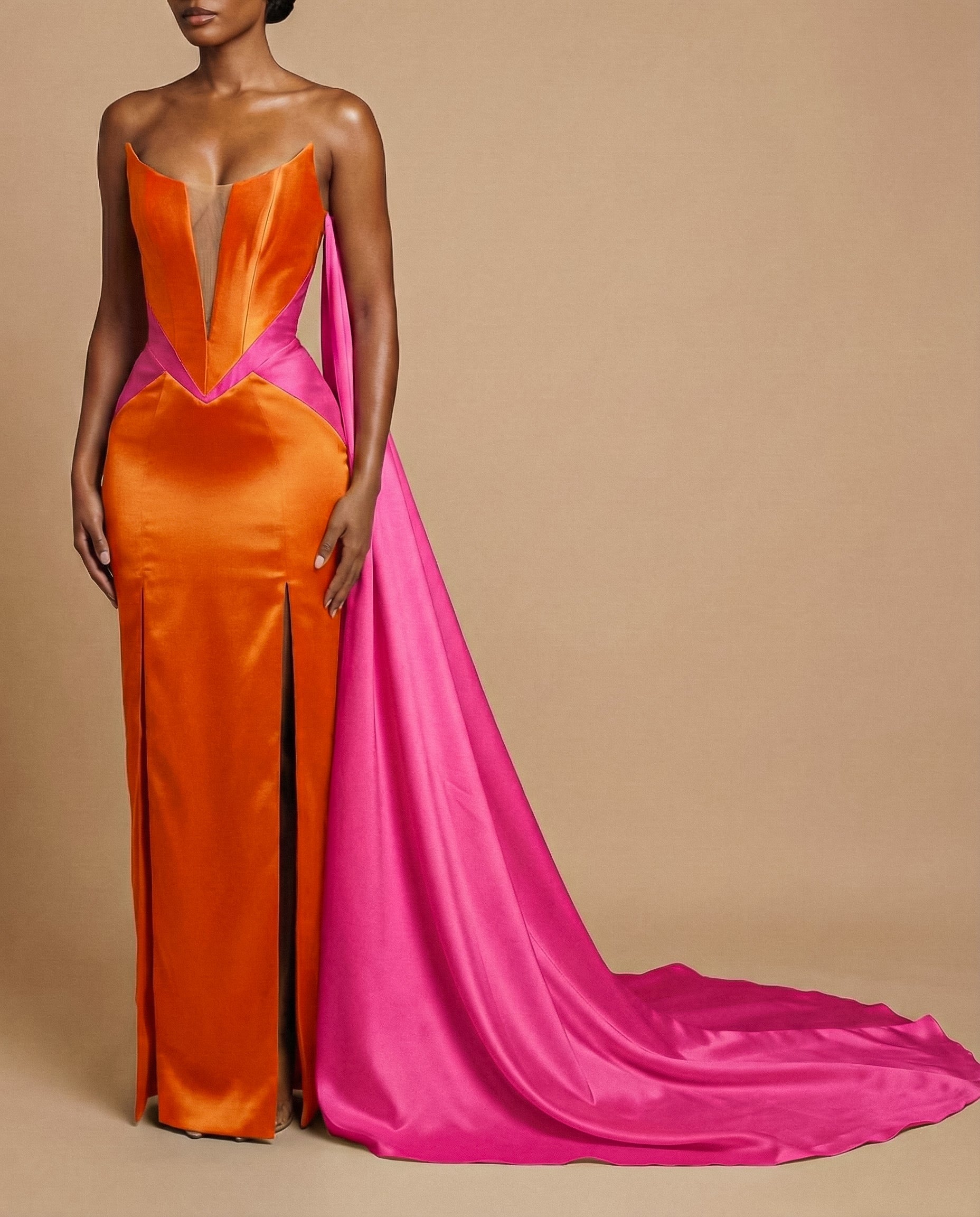 The A dress Orange and hot pink / XL